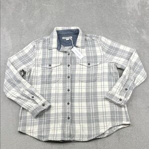 NEW Outerknown M/L Womens Blanket Shirt 100% Organic Cotton Gray, White